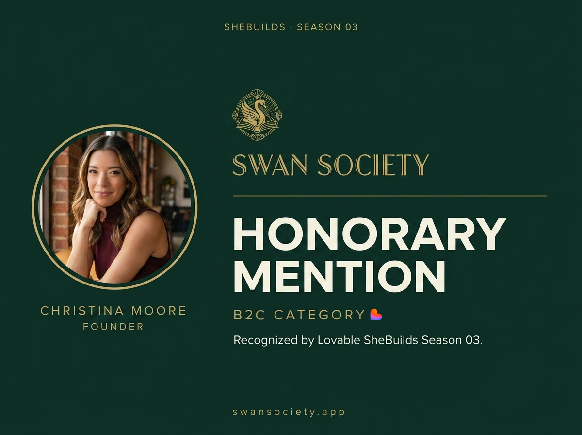 Swan Society — Honorary Mention, SheBuilds Season 03, B2C category